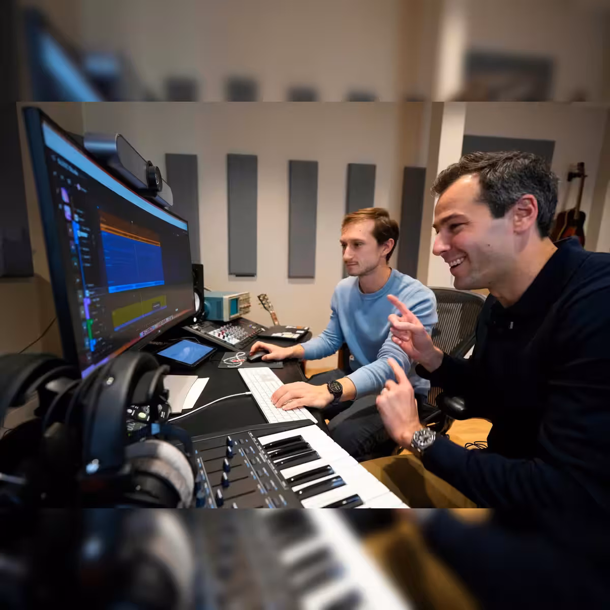 Music production and AI music tools in a recording environment